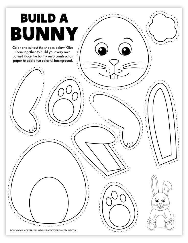 the printable bunny cut out is ready to be used as a craft project for kids