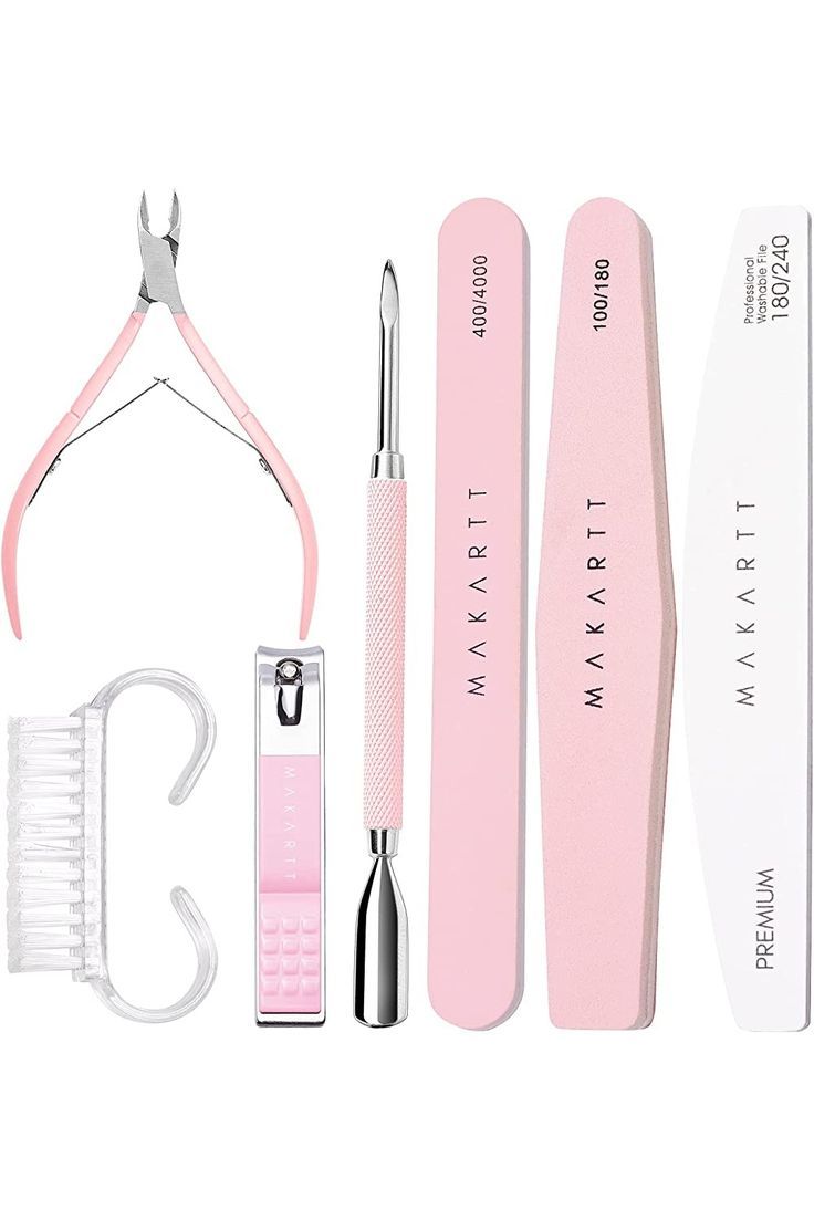 Makartt Nail File and Buffer, Pink Basic Nail Prep Kit with Cuticle Trimmer, Beginner Manicure Kit Nail Care Kit with Cuticle Clipper, Cuticle Trimmer and Nail Brush for Natural Acrylic Nails(7pcs) Cuticle Care, Nail File, Kit, Ongles, Nail Shop, Nail Care Routine, Nail Care Tips, Clean Nails, Nail Brushes