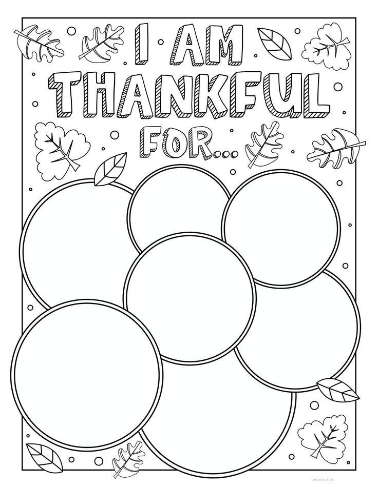 a coloring page with the words, i am grateful for thanksgiving and leaves on it