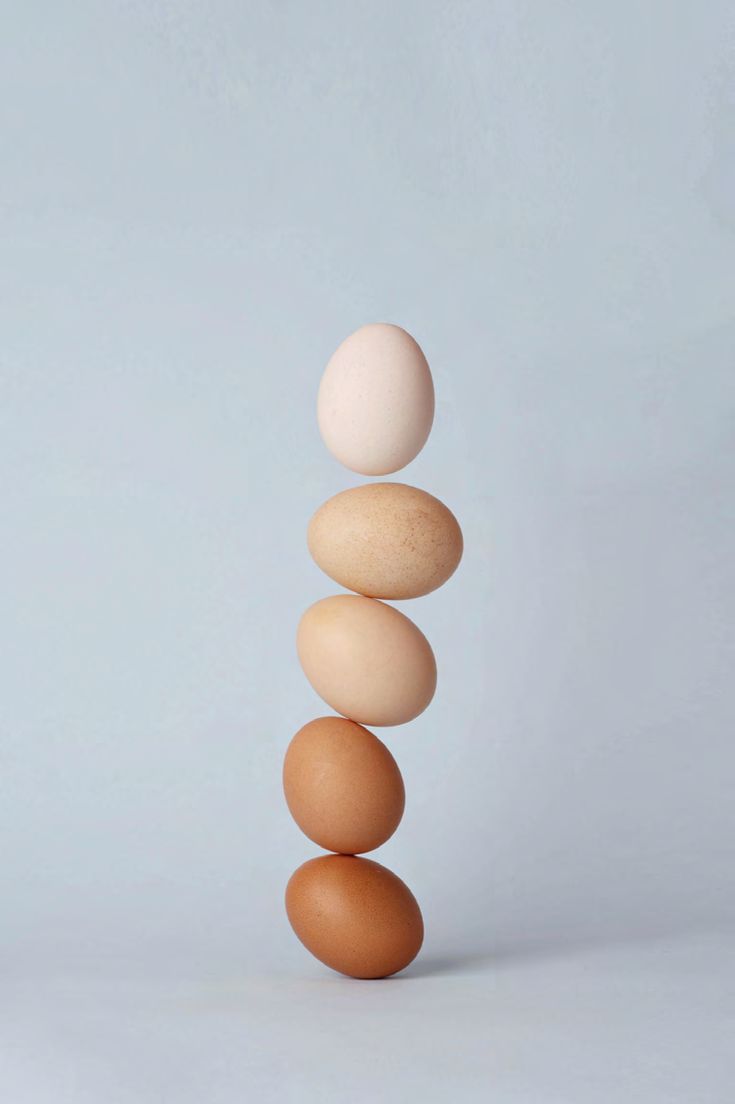 three eggs stacked on top of each other