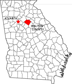 Map marking Walton County, Georgia