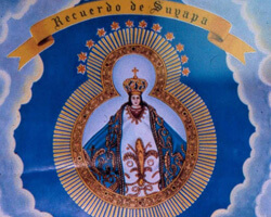 Image of Our Lady of Suyapa, the patron saint of Honduras, in the Misión Católica. Doraville, Georgia. Photo by Mary Odem, 2001