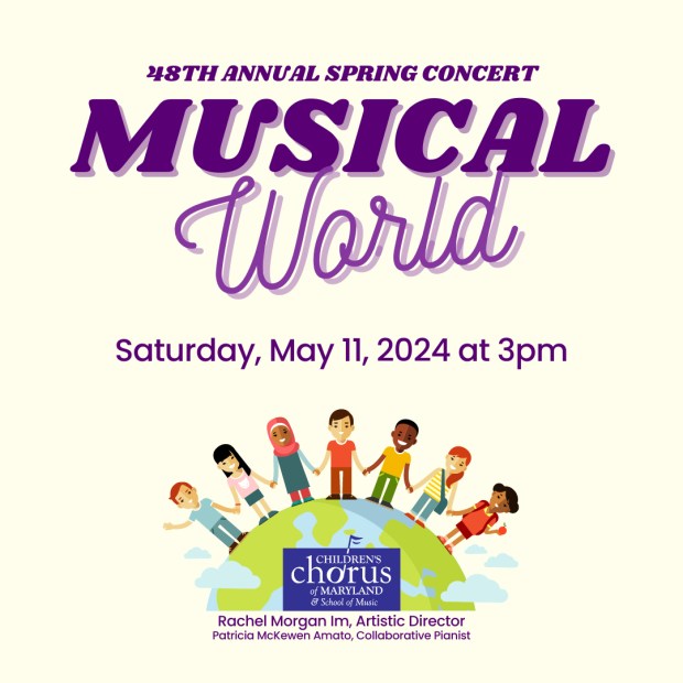 48th annual Musical World spring concert will be held May 11th at Towson United Methodist Church. (Courtesy of Children's Chorus of Maryland & School of Music)