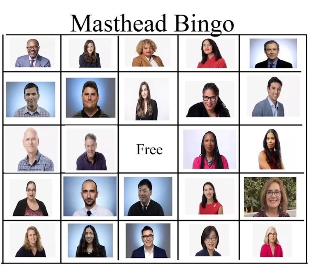 LA Times "masthead bingo"