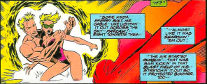 Yeah, that swimsuit is... improbable. (X-Force #32)