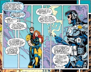 "Also, do you know how hard it was to dress you in skintight neoprene while you were unconscious?" (X-Men #35)