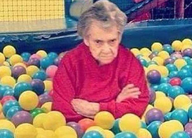 31 Funny Awkward Family Photos ~ sad mad grandma McDonald's ball pit