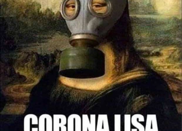 funny memes, art history mona lisa in mask, corona lisa coronavirus humor