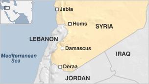 Map showing Syria