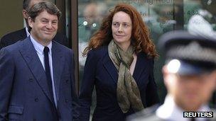 Charlie and Rebekah Brooks leave court