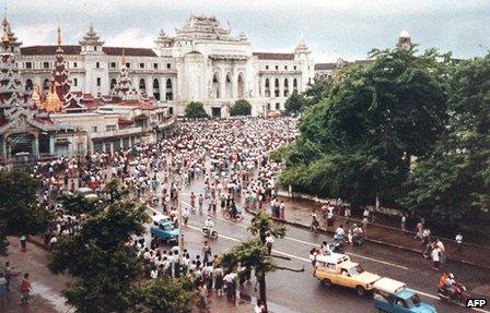 Protest in Rangoon, June 1988