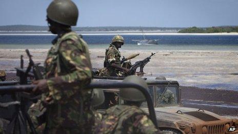 Kenyan army soldiers in southern Somalia - Archive shot, December 2011