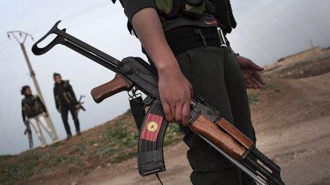 A female Kurdish fighter in northern Syria around 5 September 2014
