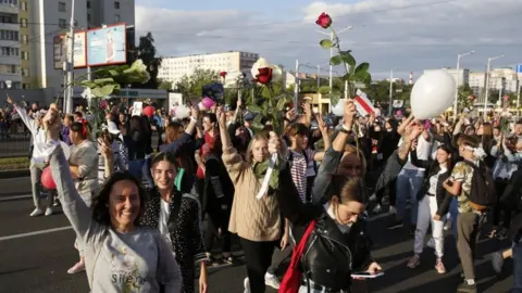 EPA Protesters in Minsk, Belarus 13 August 2020