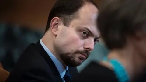 Getty Images Vladimir Kara-Murza testifies at a Senate hearing.
