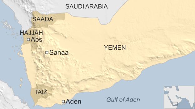 Map of Yemen showing location of Abs