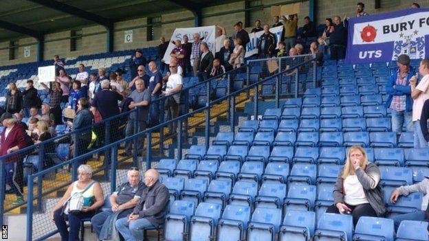 Bury fans protests inside Gigg Lane at the weekend, when the club should have been hosting Gillingham in League One