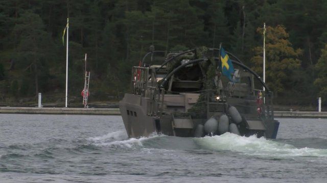 A Swedish boat searching the sea