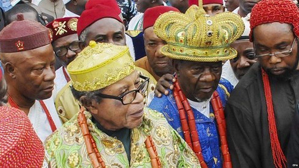 Traditional rulers in Owerri, south-east Nigeria, 24 March 2015