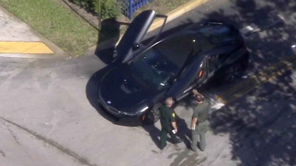 US rapper XXXTentacion's car pictured after the shooting