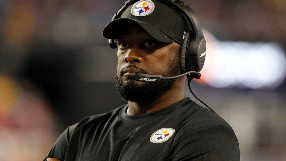 Pittsburgh Steelers head coach Mike Tomlin on the sideline during the first quarter against the New England Patriots at Gillette Stadium.