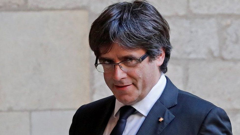 Carles Puigdemont at the regional government headquarters in Barcelona, Spain, 26 October 2017