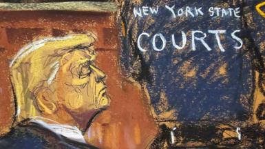 Trump listens to verdict as seen in court sketch