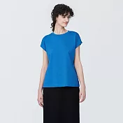 【MUJI 無印良品】女棉混天竺法式袖T恤 XS 藍色