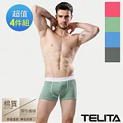 【TELITA】素色彈性運動平口褲/四角褲-4件組 M 紅色