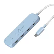j5create 環保材質 USB-C® Gen2 轉四埠 Type-C 高速集線器_JCH345E 清新藍