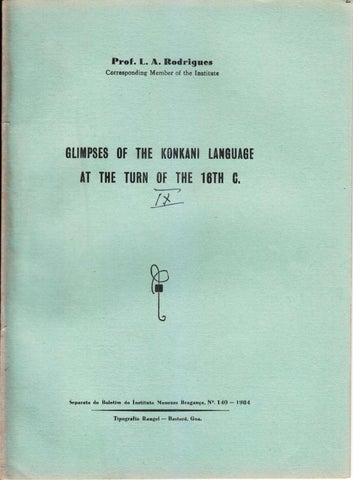 "Glimpses of the Konkani Language at the Turn of the 16th Century - Vol 9" publication cover image