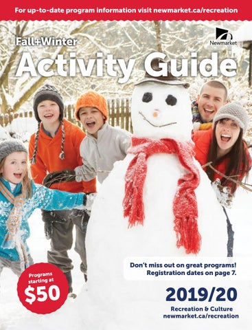 "Town of Newmarket Fall+Winter 2019/20 Activity Guide " publication cover image