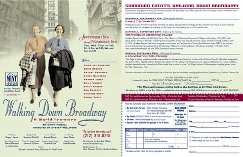 "Walking Down Broadway by Dawn Powell, produced by Mint Theater Company, 2015" publication cover image