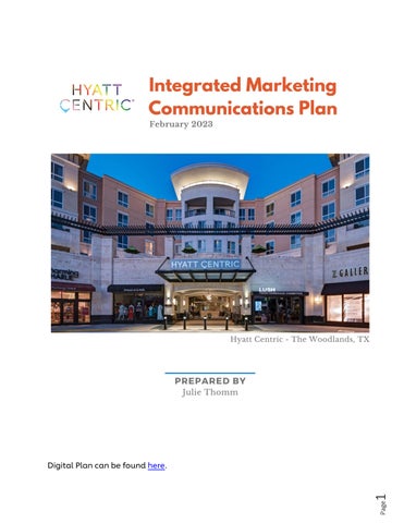 Cover of "Hyatt Centric Integrated Marketing Communications Plan"