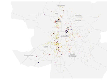 El mapa de las únicas 1.008 viviendas de uso turístico con licencia en Madrid 