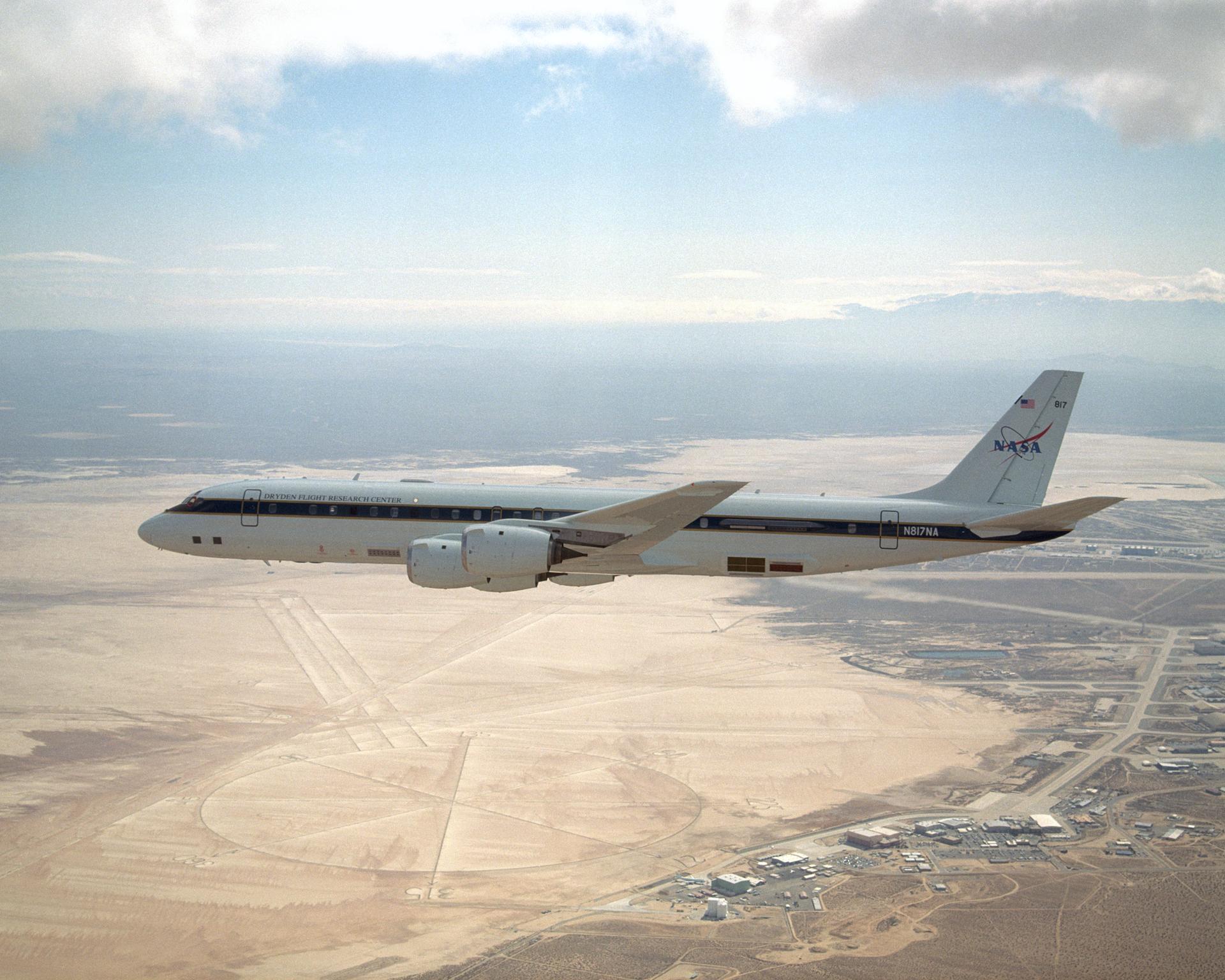 The DC-8 in flight over Armstrong Flight Research Center