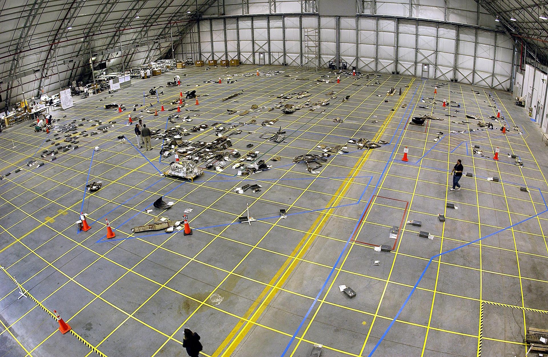 Columbia debris collected inside the RLV hangar