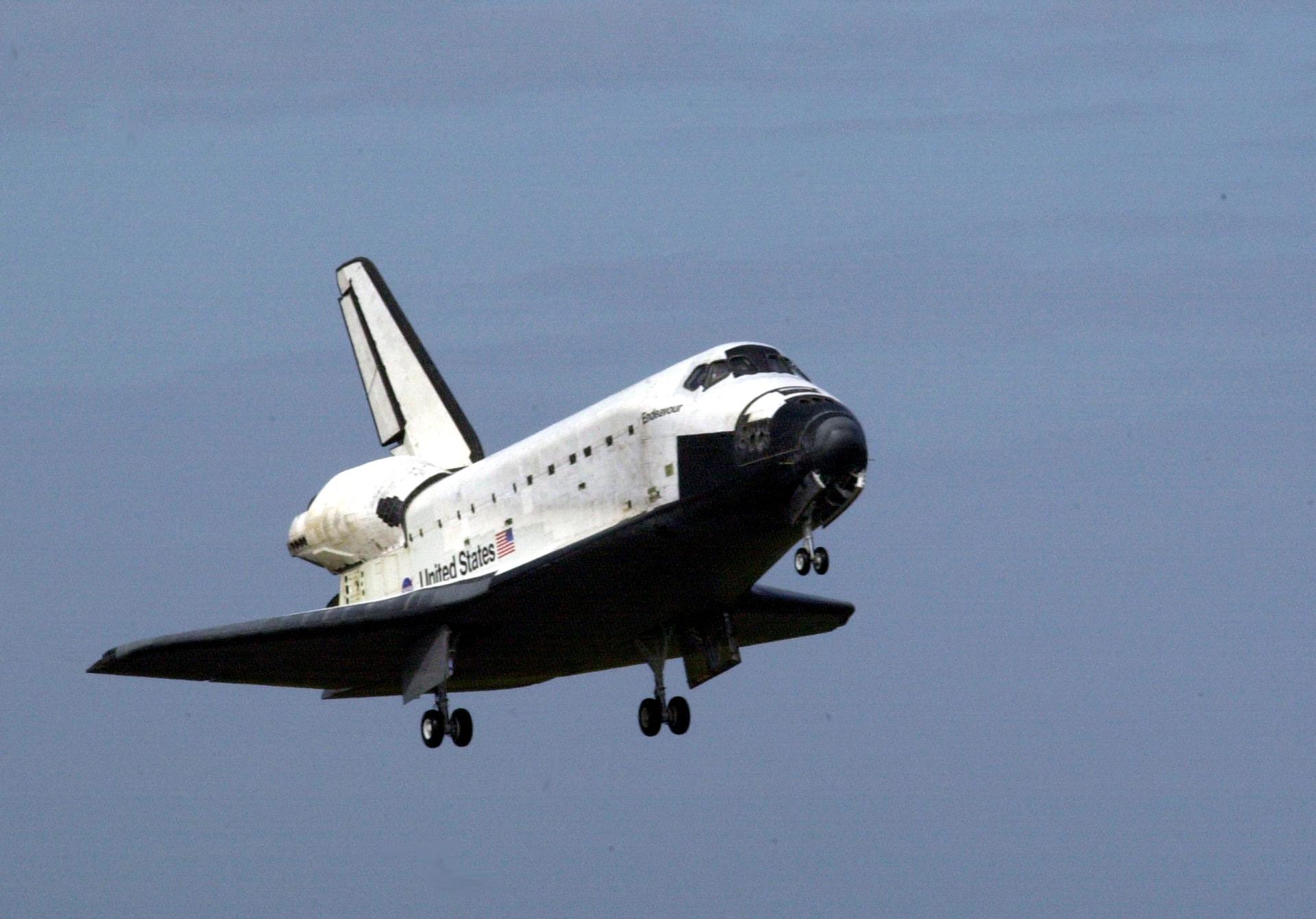 Space shuttle Endeavour approaching for a landing
