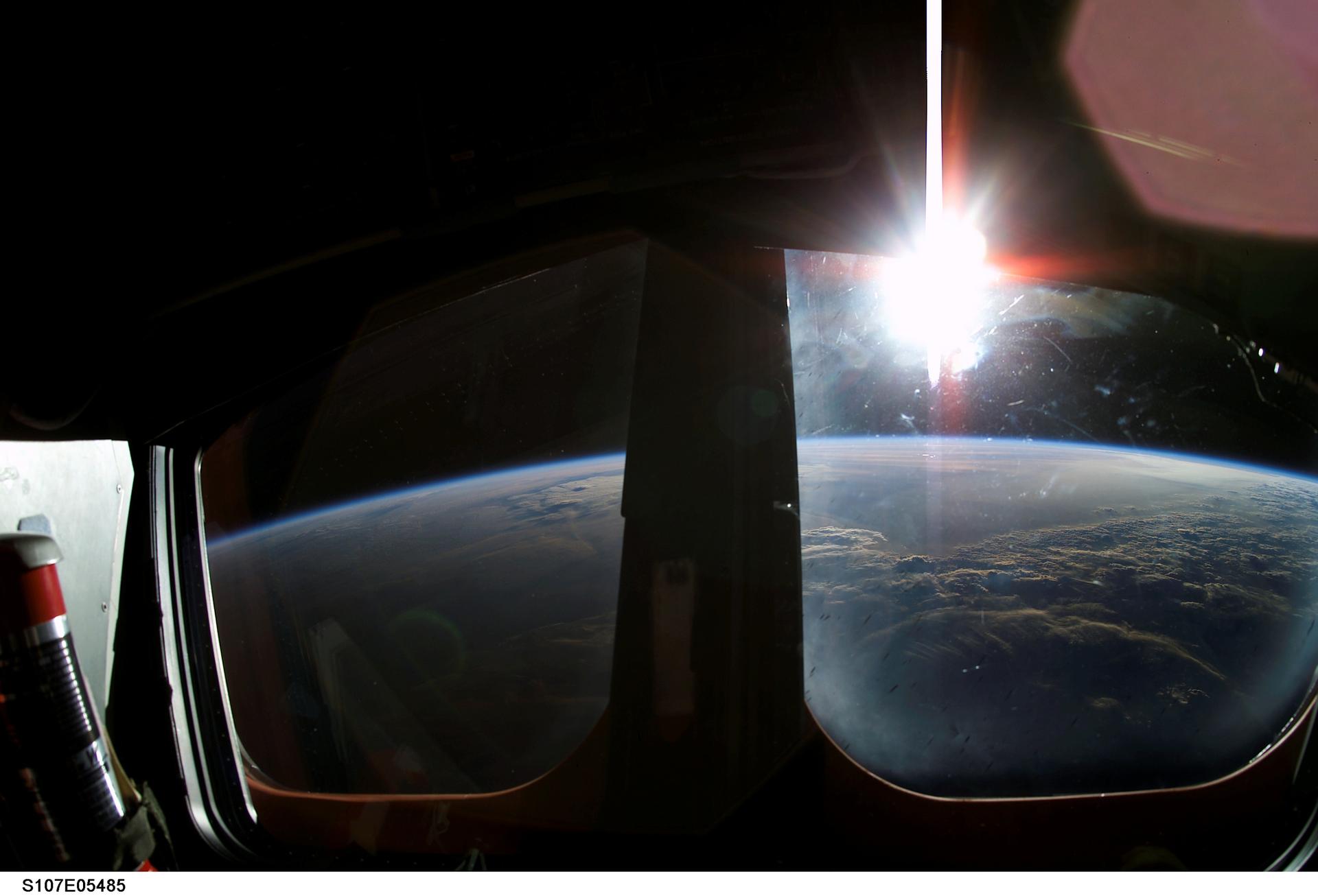 Sunrise seen from the crew cabin on STS-107