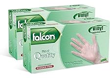 Falcon Vinyl Gloves - Clear Powder Free Medium (2 Packs x 100 Pieces)