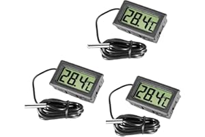ECVV Showay 3 Pcs Digital LCD Thermometer Temperature Monitor with External Probe for Fridge Freezer Refrigerator