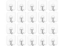 Sky-Touch Adhesive Hooks Heavy Duty Wall Hooks 20Pack 8Kg Max, Self Adhesive Hook