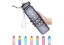 S2C™ Motivational Large Water Bottle 1L Tritan Plastic Water Bottle With Time Markers, Leak Proof Water Bottle For Kids, Scho