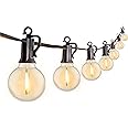 Outdoor String Lights 25 Feet G40 Globe LED Patio Lights with 13 Edison Plastic Bulbs(1 Spare), Waterproof Connectable Hangin