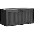 Devoko 100 Gallon Waterproof Large Resin Deck Box Indoor Outdoor Lockable Storage Container for Patio Furniture Cushions, Toy