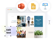 Eine Vorlage für ein Magazin mit PowerPoint-, Keynote- und Google Slides-Symbolen