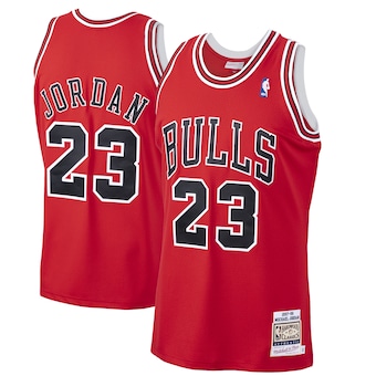 Men's Mitchell & Ness Michael Jordan Red Chicago Bulls 1997-98 Hardwood Classics Authentic Player Jersey