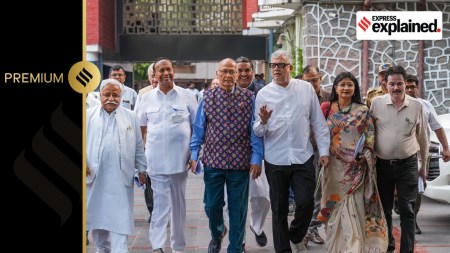 Congress leader Abhishek Manu Singhvi, TMC leader Derek O'Brien, Jharkhand Mukti Morcha (JMM) leader Mahua Maji, DMK leader TR Baalu and other members of the INDIA bloc delegation leaves after a meeting with the Election Commission of India (ECI) at Nirvachan Sadan, in New Delhi, Friday, May 10, 2024.