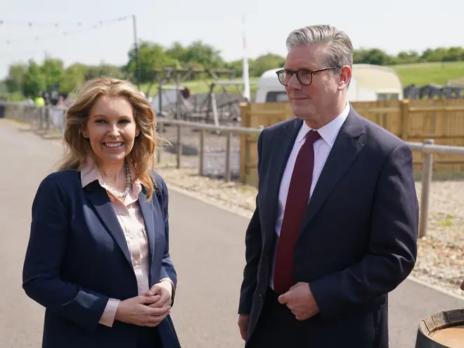 Labour Party leader Sir Keir Starmer, with new Labour MP Natalie Elphicke, during a visit to Dover, Kent, to set out his party's plans to tackle the small boats c