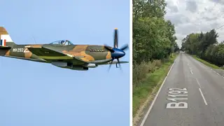 A Spitfire has crashed in a field in Lincolnshire, at a Battle of Britain airshow, police report.